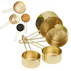 4-Piece Stainless Steel Cups and Spoons Set - Measuring Cup Included, Ideal for Measuring Dry & Liquid Ingredients in Baking & Cooking, Kitchen Measuring Utensils, Kitchen Gadgets