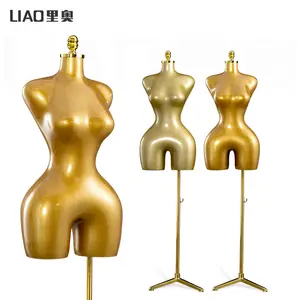 Plastic Manikin Display Mannequin for Plus Size Women's Clothing Big Hip Ass Upper Body Gold Dummy Fashion Stand