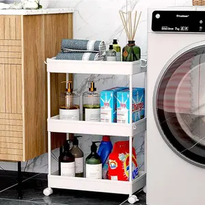Home Storage,  Rolling storage cart 3 floors, suitable for bathroom, laundry, kitchen, living room, office and many other scenarios