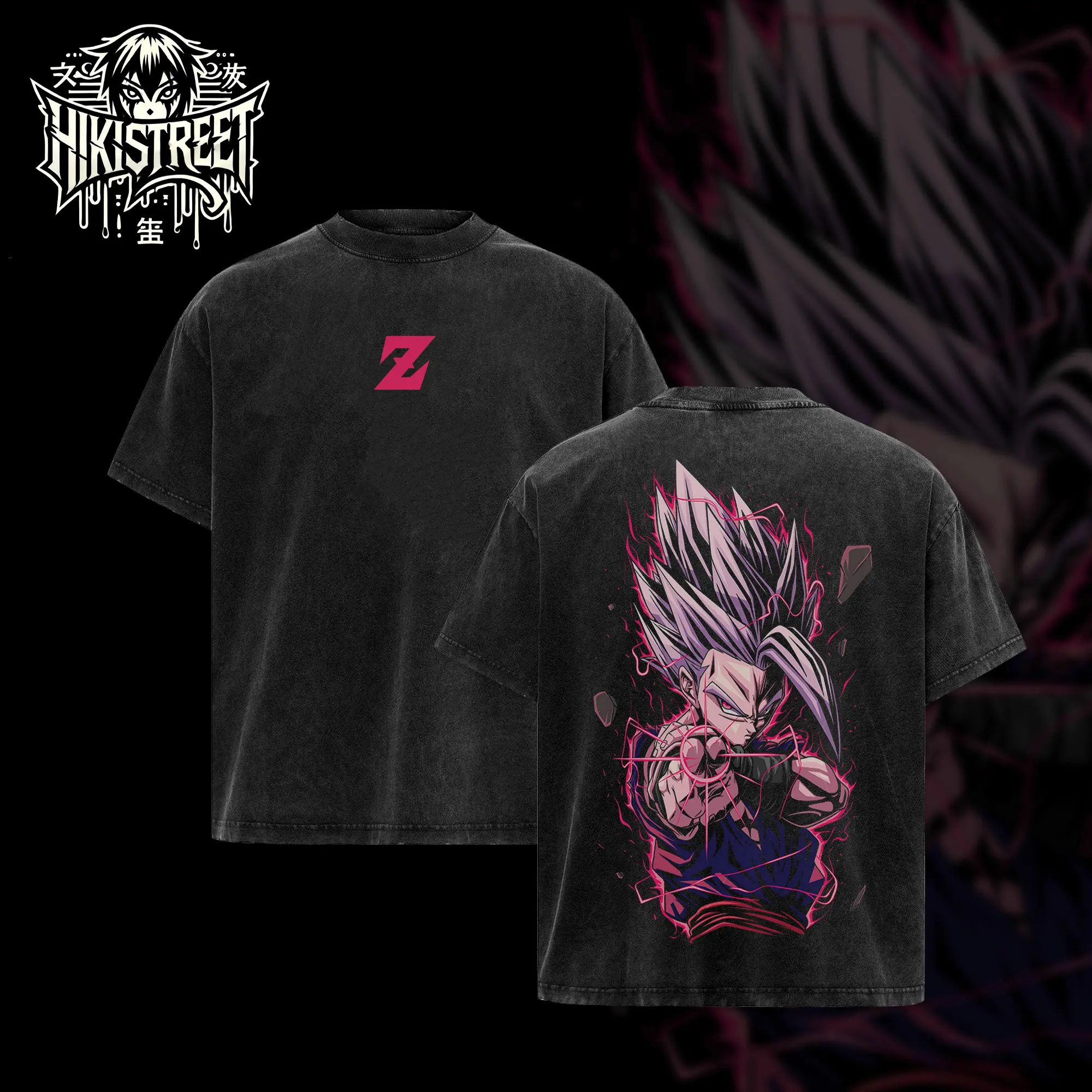 [HIKISTREET] Vintage Gohan Beast Mode Acid Washed T-Shirt, Anime Merch, Graphic Anime Tee, Vintage Washed Oversized Top, Anime Streetwear Gift
