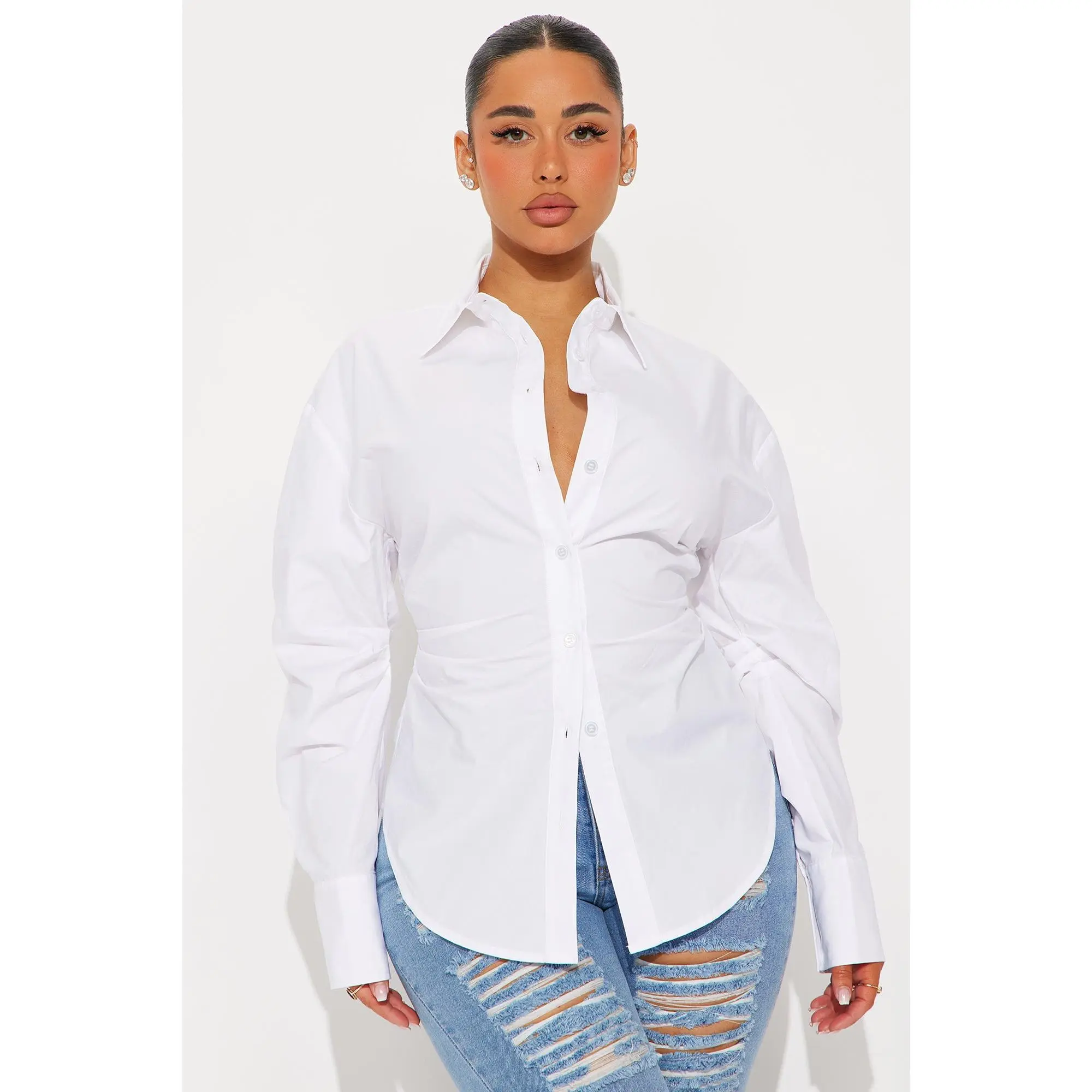Alaia Poplin Button Up Shirt - White