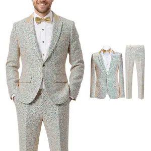 Men’s 2-Piece Sequin Suit – Slim Fit Floral Blazer & Pants Set | Sparkly Formal Outfit for Prom, Wedding, Party & Stage Performance