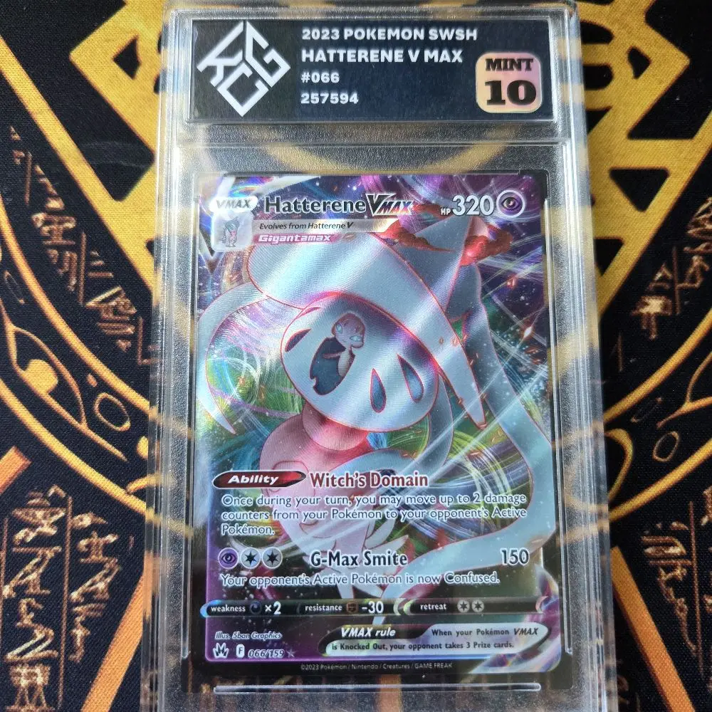 Pokemon 2023 SWSH Hatterene V MAX #066 Mint 10 257594 Witch's Domain G-Max Smite Trading Card Game