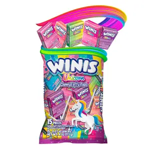 Winis Unicorn | Chewy Taffy Pops | Cotton Candy Flavored | Sharing Size 4.3 Oz Bag - 15 Pieces | Gifts, Holiday, Parties, Concessions, Pantry, Non-Melting, Party