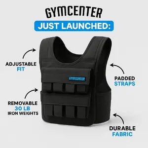 GymCenter 30 LBS Workout Weight Vest with Iron Blocks Quality Adjustable Vest Padded Straps Removable Weights Durable Fabric