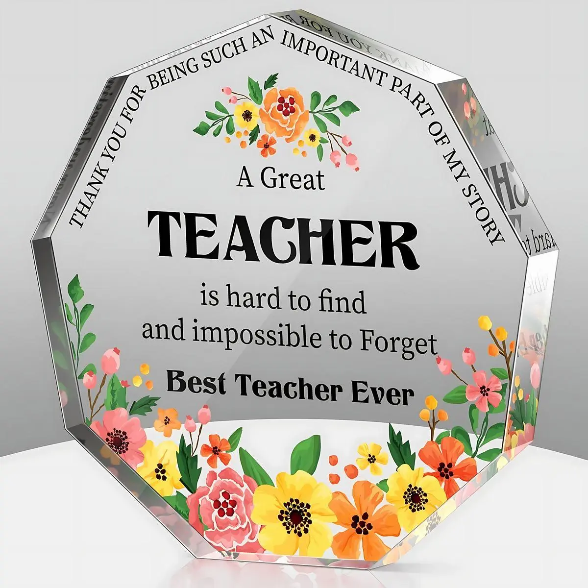 Acrylic Teacher Gift, Creative 9-sided Tabletop Ornament Acrylic Desktop Decoration, Desk Decoration for Home & Office, Decorative Plaque, Acrylic Plaque Sign, Desk Signage Decoration, Home Decor Gifts, Home Decor Products