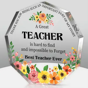 Acrylic Teacher Gift, Creative 9-sided Tabletop Ornament Acrylic Desktop Decoration, Desk Decoration for Home & Office, Decorative Plaque, Acrylic Plaque Sign