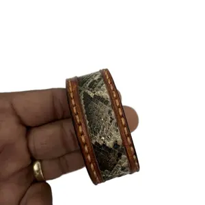 Python Leather Cuff Bracelet for Women & Men (Unisex) - Fashion Accessory