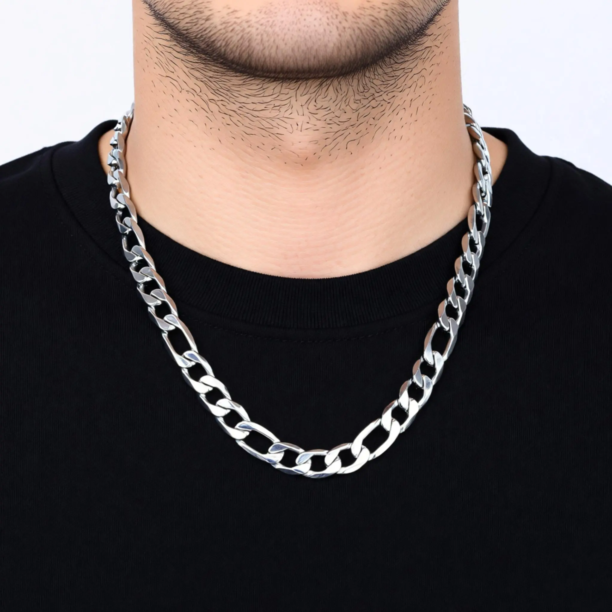 Cuban Link Chain Necklace, 925 Silver-Plated Fashion Jewelry for Men and Women, Hypoallergenic and Stackable, 2-12mm, 16-30 in, Cuban Chain Link, Stackable Cuban Link