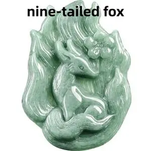 Natural Grade A Jadeite Nine-Tailed Fox Pendant