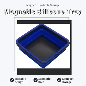 Foldable magnetic silicone tray, suitable for small metal parts screw storage, durable portable tool storage box