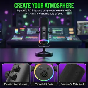 【RGB Dynamic Mic】USB Gaming Microphone for PC/Laptop, Studio Quality Podcast Streaming Mic for TikTok Live & Gaming