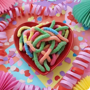 Albanese Sour Neon Worms 4"