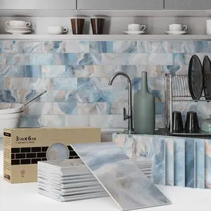Peel and Stick Backsplash, 3' X 6' PVC Aluminum Wall Tiles, Easy Install Wooden Stick-On Backsplash for Kitchen Bathroom Decoration