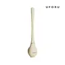 UFORU Sturdy Wall-Mounted Silicone Toilet Bowl Brush & Plastic Holder Set - Long Handle, Flat Tip, Reusable, Space-Saver with Sticky Hook, Toilet Cleaning Tool for Easy Corner Cleaning, Bathroom Accessory Cleaning Supply