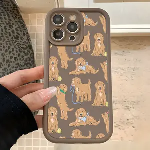 Cute golden retriever playful design, drop-proof and non-slip TPU full-coverage camera phone case, compatible with iPhone 17, 16, 15, 14, 13, 12, 11, XS, X, Samsung and other models. Makes a great gift for friends or family.