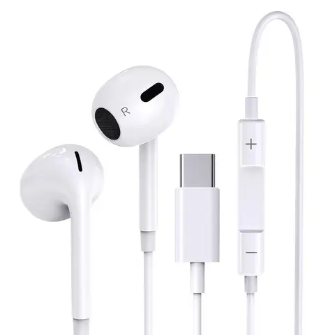 USB C Wired Earbuds with Mic & Volume Control,Volume Control, Hi-Fi Stereo, Dual-Channel, Custom-Fit for Phone 17/17 Pro/16/15, Samsung S25/S24/S23, Pixel 10/9, OnePlus, and USB-C Phones
