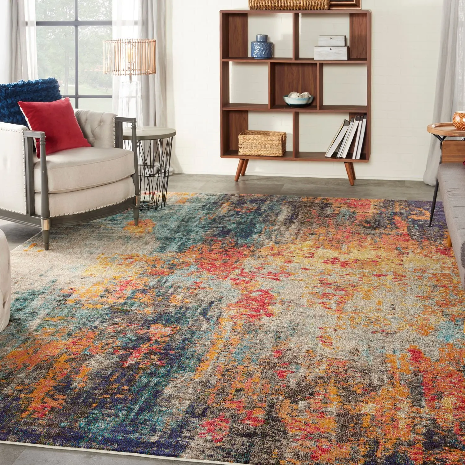 Nourison Celestial Abstract Darkness Indoor Area Rug, Decorative Modern Polypropylene Rug, Home Decoration Mat for Living Room Decor, Decorative Rug, Modern Rug
