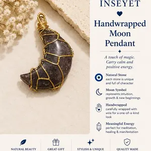Handwrapped Moon Pendant – Handmade Wire Wrapped Stone Jewelry