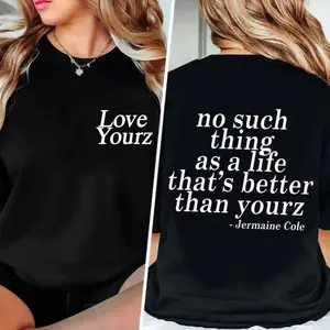 oversized tshirt women J Cole Dreamville Love Yourz Lyrics Graphic t-Shirt VERSION 2, J Cole T-shirt, Cotton tshirt swap