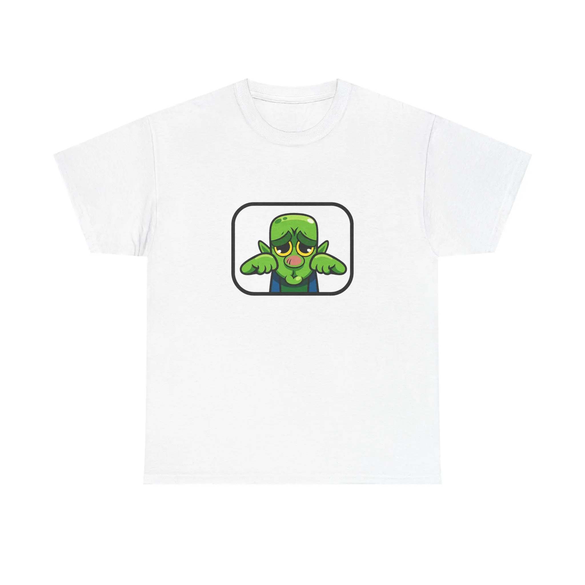 BooHoo Funny Goblin Crying Emote Unisex Heavy Cotton Tee Casual Wear Gift for Gamers Halloween Costume Graphic T-Shirt Quirky Apparel Fabric Knit Classic Fit Seamless Ribbed Collar Menswear Top