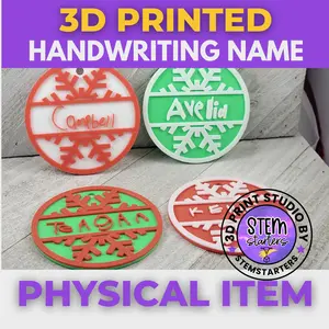 Custom Handwritten Name Keepsake Ornament Personalized 3D Printed Stocking Tag Holiday Ornament Decor Decoration
