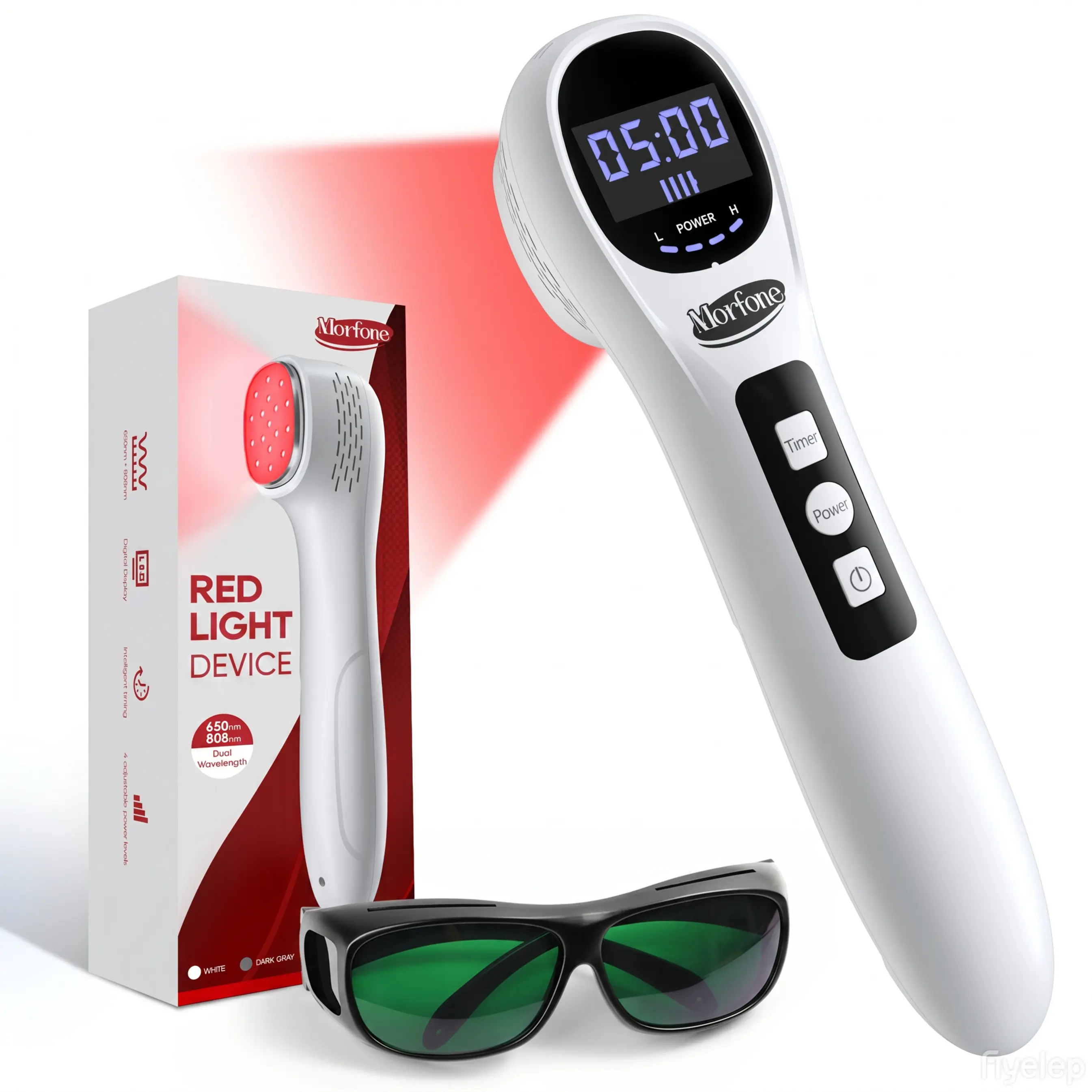 Morfone Red Light Therapy Wand Set, Dual Wavelength Device for Muscle Pain Relief, Lightweight & Adjustable, Portable for Home & Office Use