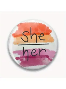 1Pc DIY Craft Buckle - 44mm (1.73 ") She Her Lesbian Pin for Bags, Jackets and Gifts, Holiday Gifts, Party Gifts