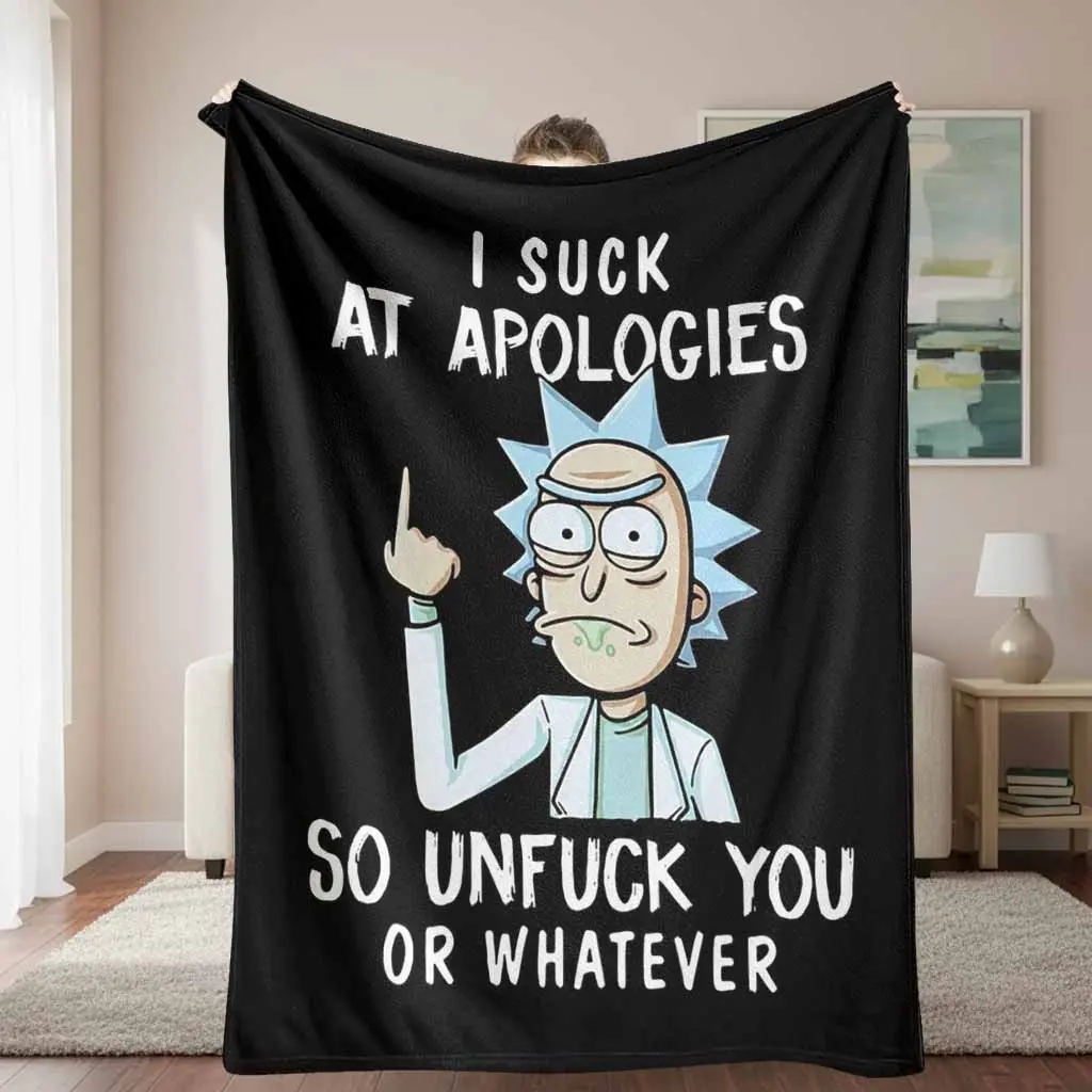 Whimsical Cartoon Scientist Attitude Flannel Throw Blanket - Soft, Warm, Cozy, Lightweight Graphic Print Blanket for Bedroom, Living Room, Gift Decor, Whimsical Cartoon Blankets
