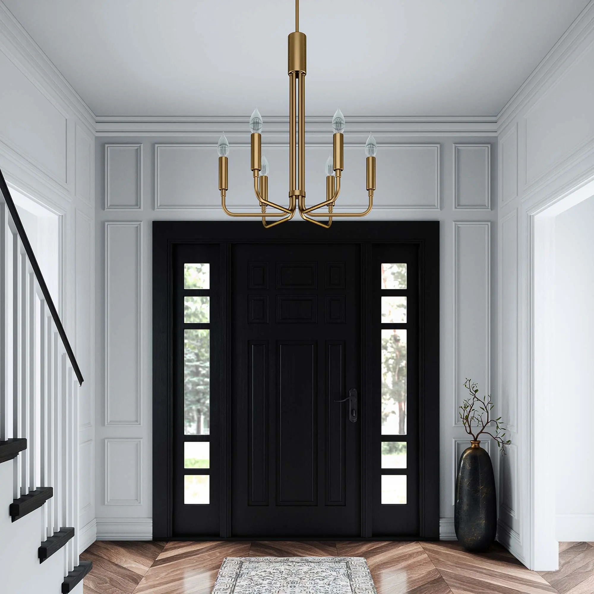 Modway Rekindle 6-Light Chandelier in Satin Brass Modway Rekindle 6-Light Chandelier in Satin Brass