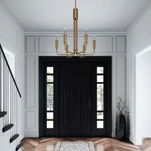 Modway Rekindle 6-Light Chandelier in Satin Brass Modway Rekindle 6-Light Chandelier in Satin Brass