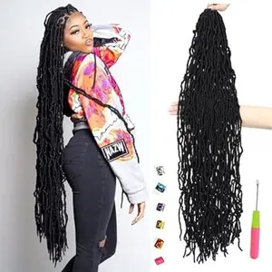 7 Packs Faux Locs Crochet Hair 36 Inch New Soft Locs Crochet Hair For Black Women Pre-looped Long Goddess Braids Curly Wavy Braiding Hair Extension