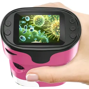 1000X Handheld Microscope for  4K 2.0" Screen Rechargeable Mini Pocket Digital Microscopes w/Slides Kit Portable Edu Gift  4-6 8-12  Students (Pink)