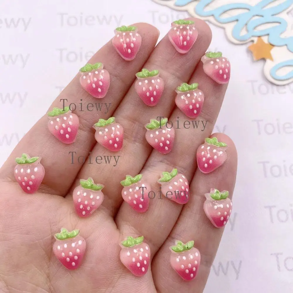 50pcs Resin Mini Colorful Pink Strawberry Art Flat back Rhinestone Applique DIY Scrapbook Earring Decor Accessories Crafts DIY With Charms DIY Craft Gems DIY Jewelry Decoration DIY Jewelry Making