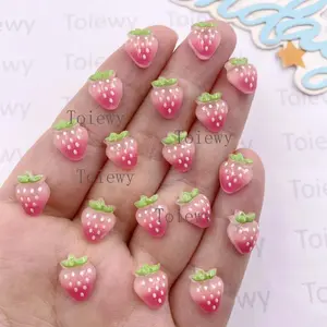 50pcs Resin Mini Colorful Pink Strawberry Art Flat back Rhinestone Applique DIY Scrapbook Earring Decor Accessories Crafts