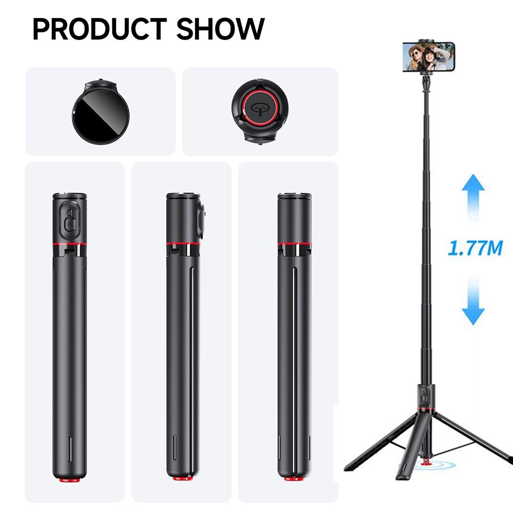 70" Auto-Open Selfie Stick Tripod with Remote Kit, 175mm(H) Telescopic Rod Aluminum Alloy, 360° Rotatable Stable Travel Portable Phone Holder Stand Mount for Vlog/Video Record/Live Stream, Universal fits for iPhone 17 16 15 Pro Max Samsung Galaxy Series