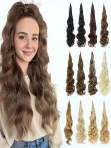 KAIRIYA 32 Inch Flexible Wrap-Around Ponytail Synthetic Hair Wig - Long Wavy Curly Synthetic Hairpiece for Women, Natural Look & Easy Wear