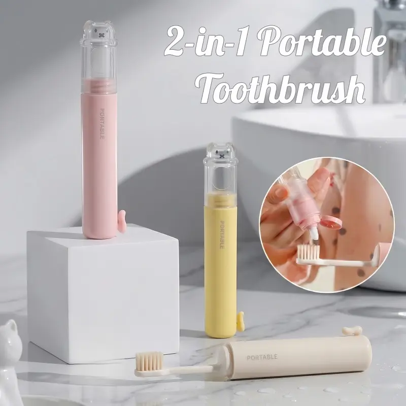 Foldable Travel Toothbrush, Portable Collapsible Toothbrush with Protective Case, Soft Bristle Mini Compact Toothbrush for Travel Camping Business Trip