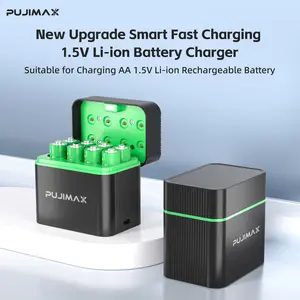 PUJIMAX 8 Rechargeable Lithium Batteries with a Capacity of 4255Mwh, High-Performance 1.5V Lithium Batteries, Long-Lasting Rechargeable AA Lithium Batteries, And a Fully Functional Charging Case with 8 Slots