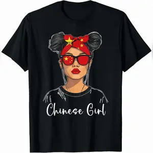 Women's Chinese Flag Casual Short-Sleeve Round Neck Streetwear T-Shirt - All-Season Tops, Everyday Clothes