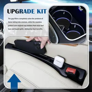 2 PCS Car Seat Gap Filler Organizer, ABS Material with Mobile Phone Holder & Multiple Pockets, Upgraded Version for Car Interior Spacious Storage