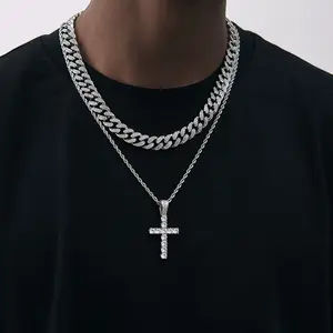 Fashion Creative Cross Cuban Link Chain Set, Punk Style Trendy Jewelry for Men and Women, Classic Fashion Accessories for Daily Wear