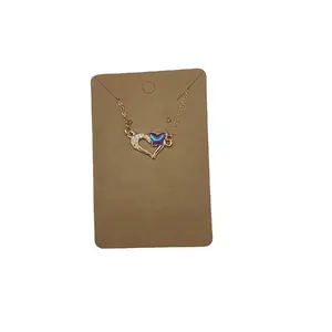 Heart an p Necklace with Blue Heart Charm on Gold Chain