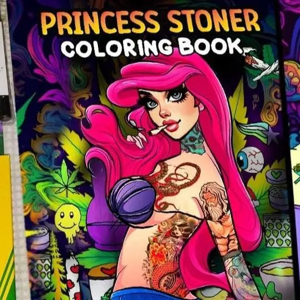 Princess Stoner Vibrant English Coloring Book - Soft Cover Adult Activity Book with Weed Humor Pages, Trippy Swirl Pages, Playful Character Art for Stress Relief, Christmas Gift for Relaxing with Weed Art
