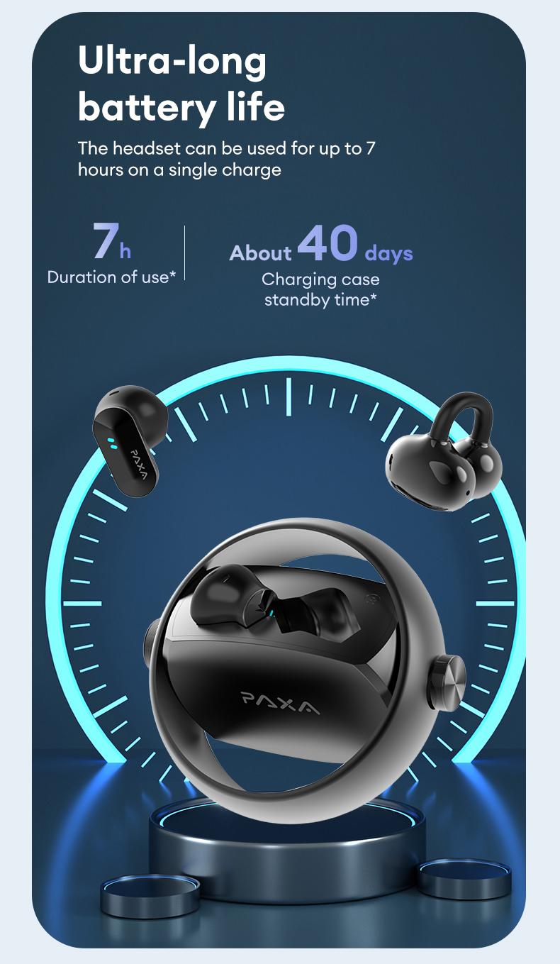 PAXA Ctbuds In-ear & clip-on 2-in-1 wireless Bluetooth Headphones, Bluetooth 6.0 ,Comfortable Wearing & IPX5 Waterproof Sports Earbuds for Work, Fitness ,Two earphones connected at the same time for uninterrupted listening ,Couple earphones