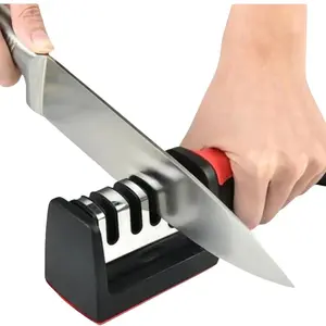Sharpening 4-in-1 Stainless Steel Knife and Scissor Sharpener – Ergonomic 4-Stage Sharpener for All Kitchen Blades Handheld Manual Knives Knife Sharpener