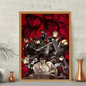 Japanese Manga Attack on Titan Anime Design Wall Decor Poster, Cartoon Collection Birthday Party Decoration, Bedroom Dorm Room Background, No Frame