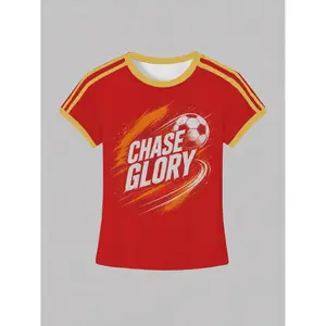 Red Women's Soccer Jersey with Short Sleeves and Bold Chase Glory Graphic