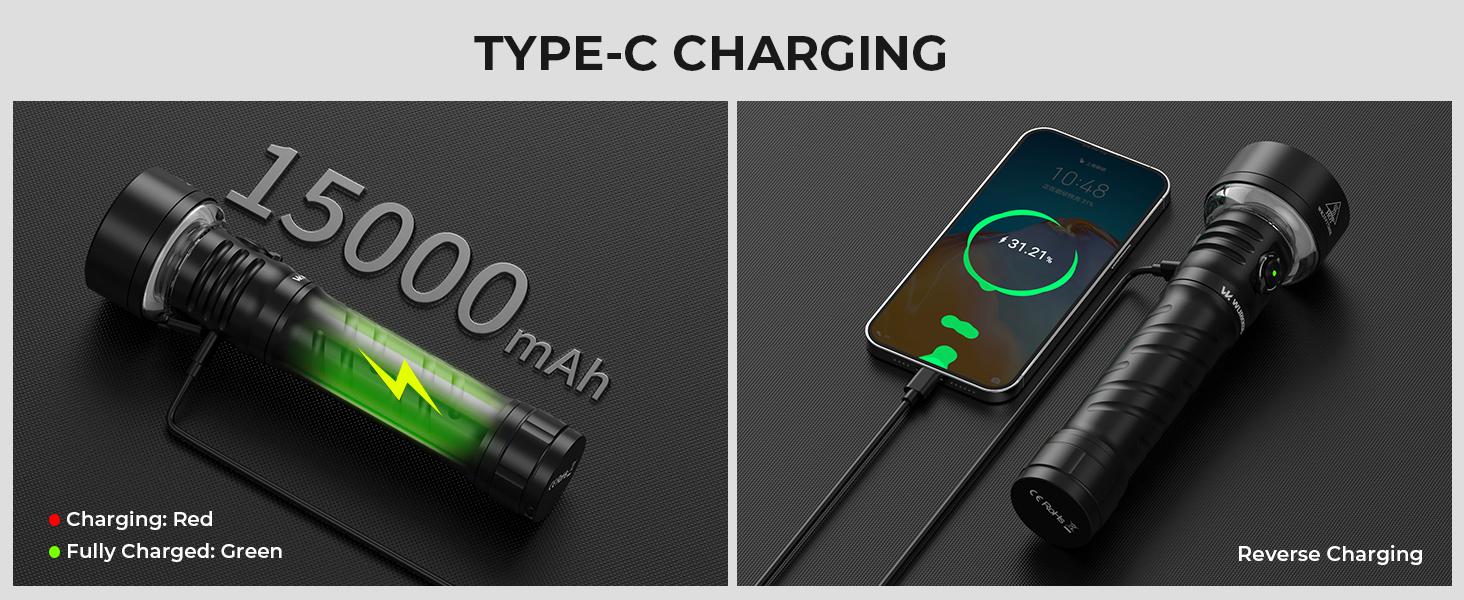 Wurkkos TS27 Multi-functional Outdoor Flashlight 3200 Lumens Dual Light Source RGB Ambient Light 15000mAh Battery Camping Long-Range