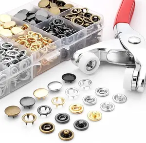 100 Sets 9.5mm Metal Snaps Buttons with Fastener Pliers Press Tool Kit Perfect for Youngers Crafts Clothes Hats and Sewing,Snap Button Fasteners Kit for Youngers Clothing Sewing